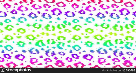 Neon leopard seamless pattern. Rainbow-colored spotted background. Vector animal print. Neon leopard seamless pattern. Rainbow-colored spotted background. Vector animal print.