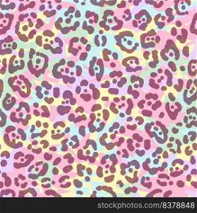 Neon leopard seamless pattern with camouflage backdrop. Rainbow-colored spotted background. Vector animal print. Neon leopard seamless pattern with camouflage backdrop. Rainbow-colored spotted background. Vector animal print.