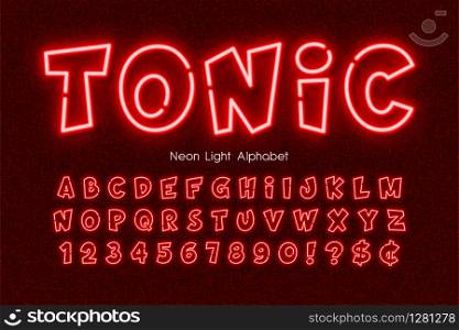 Neon light 3d alphabet, extra glowing comic style type. Swatch color control.. Neon light 3d alphabet, extra glowing comic style type.