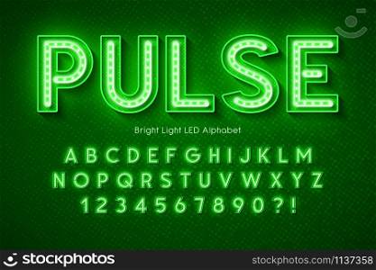 Neon light 3d alphabet, extra glowing modern font. Swatch color control.. Neon light 3d alphabet, extra glowing modern font.
