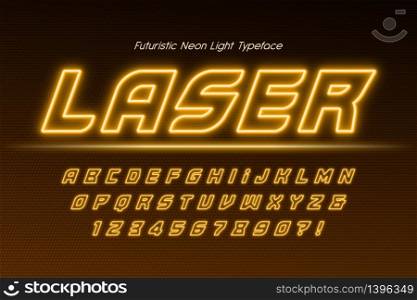 Neon light 3d alphabet, extra glowing modern type. Swatch color control. 20 degree skew. Neon light 3d alphabet, extra glowing modern type.