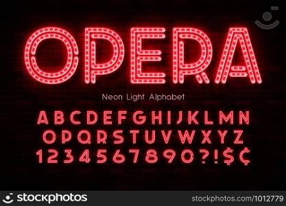Neon light 3d alphabet, led extra glowing font. Swatch color control.. Neon light 3d alphabet, led extra glowing font.