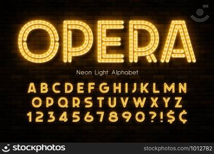 Neon light 3d alphabet, led extra glowing font. Swatch color control.. Neon light 3d alphabet, led extra glowing font.