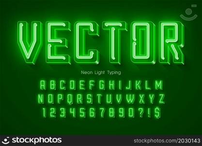 Neon light 3d alphabet, retro-futuristic origainal type. Swatch color control.. Neon light 3d alphabet, retro-futuristic origainal type.