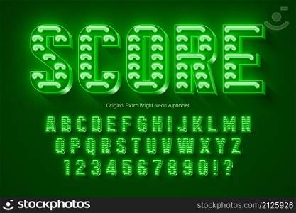 Neon light 3d alphabet, retro-futuristic origainal type. Swatch color control.. Neon light 3d alphabet, retro-futuristic origainal type.