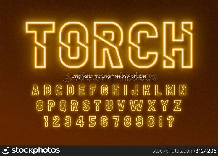 Neon light 3d alphabet, retro-futuristic origainal type. Swatch color control.. Neon light 3d alphabet, retro-futuristic origainal type, abc