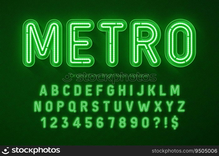 Neon light 3d alphabet, retro-futuristic original type. Swatch color control.. Neon light 3d alphabet, retro-futuristic original type.