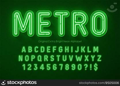 Neon light 3d alphabet, retro-futuristic original type. Swatch color control.. Neon light 3d alphabet, retro-futuristic original type.