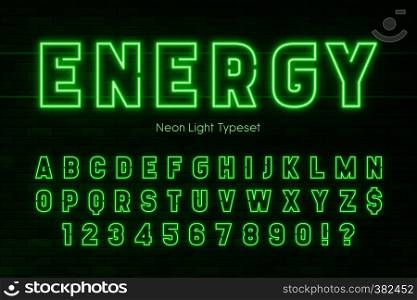 Neon light alphabet, extra glowing font. Exclusive swatch color control.. Neon light alphabet, extra glowing font design.