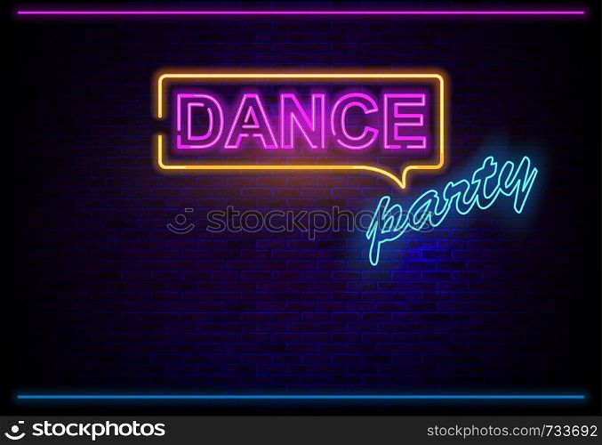 Neon Light Dance Party on Brick Wall