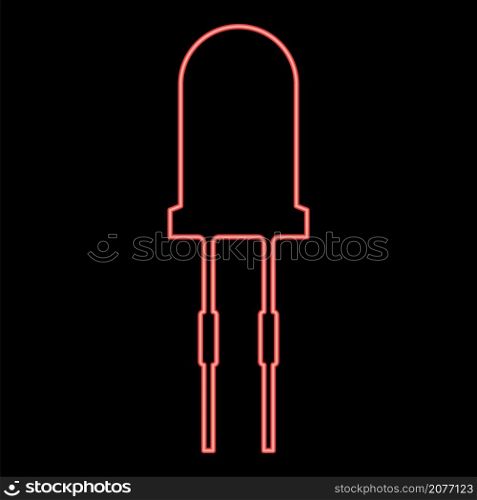 Neon light diode red color vector illustration image flat style light. Neon light diode red color vector illustration image flat style