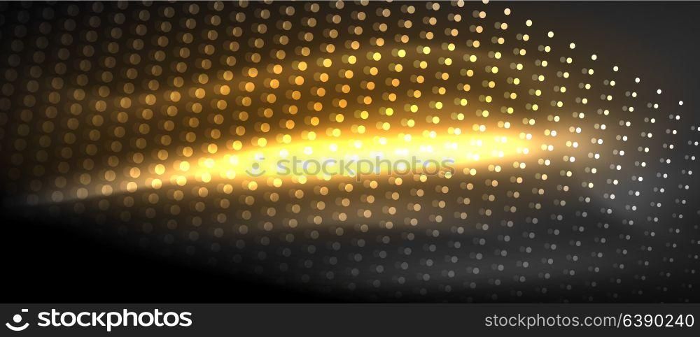 Neon light effects, particles. Neon light effects, particles, big data illustration concept, vector, yellow golden color