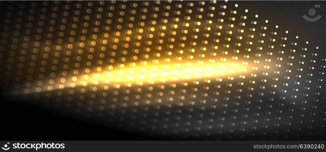 Neon light effects, particles. Neon light effects, particles, big data illustration concept, vector, yellow golden color