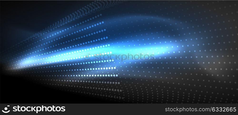 Neon light effects, particles. Neon light effects, particles, big data illustration concept, vector, blue color