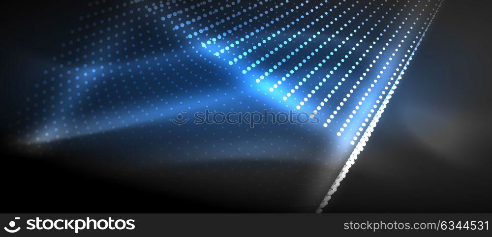 Neon light effects, particles. Neon light effects, particles, big data illustration concept, vector, blue color