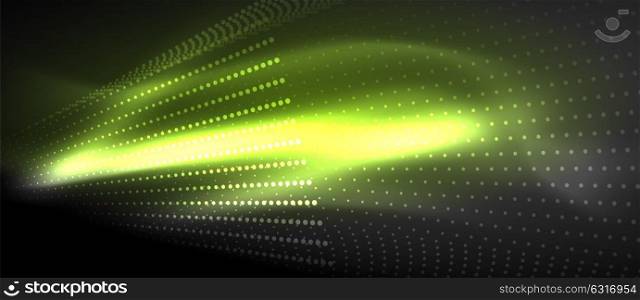 Neon light effects, particles. Neon light effects, particles, big data illustration concept, vector, green color