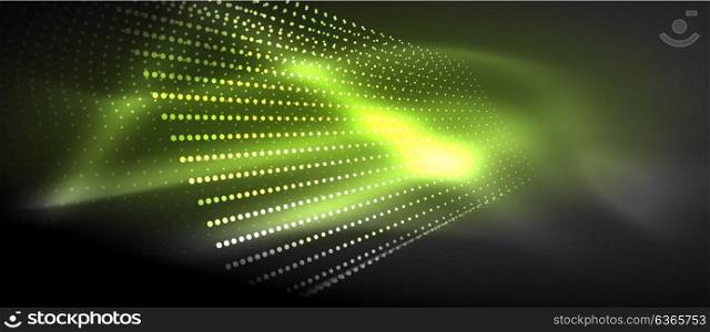 Neon light effects, particles. Neon light effects, particles, big data illustration concept, vector, green color