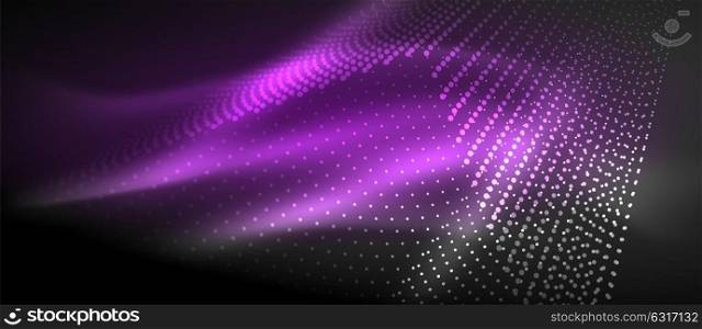 Neon light effects, particles. Neon light effects, particles, big data illustration concept, vector, purple color