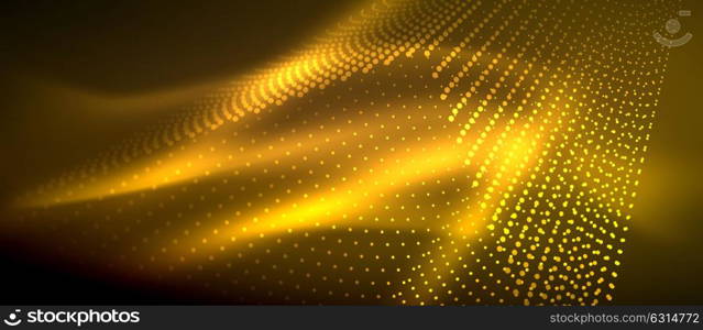 Neon light effects, particles. Neon light effects, particles, big data illustration concept, vector, yellow color