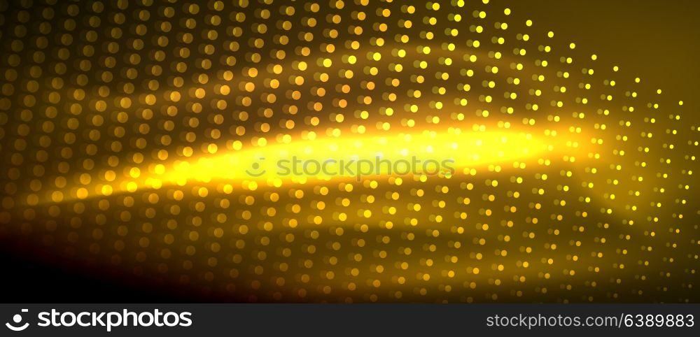 Neon light effects, particles. Neon light effects, particles, big data illustration concept, vector, yellow color