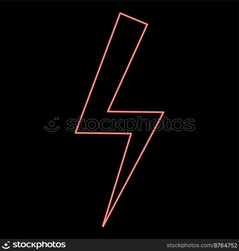 Neon lightning bolt Electric power Flash thunderbolt red color vector illustration image flat style light. Neon lightning bolt Electric power Flash thunderbolt red color vector illustration image flat style
