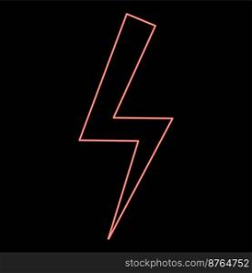 Neon lightning bolt Electric power Flash thunderbolt red color vector illustration image flat style light. Neon lightning bolt Electric power Flash thunderbolt red color vector illustration image flat style
