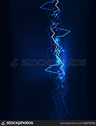 Neon lightning vector background. Neon blue lightning vector background template