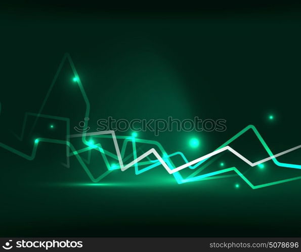 Neon lightning vector background. Neon green lightning vector background template