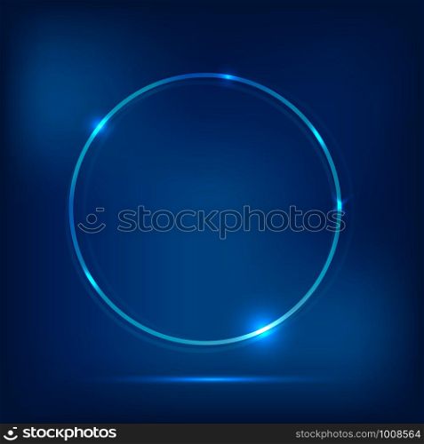 Neon lights abstract background circle. Vector illustration. Neon abstract background