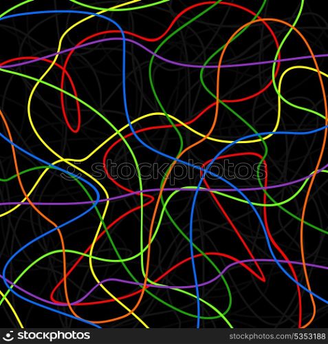 Neon lines on a black background. A vector illustration
