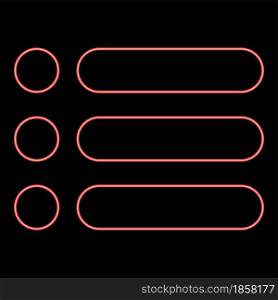 Neon list red color vector illustration flat style light image. Neon list red color vector illustration flat style image