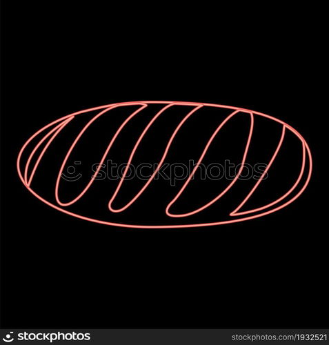 Neon long loaf red color vector illustration flat style light image. Neon long loaf red color vector illustration flat style image