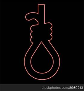 Neon loop for gallows hangman&rsquo;s noose Rope suicide lynching red color vector illustration image flat style light. Neon loop for gallows hangman&rsquo;s noose Rope suicide lynching red color vector illustration image flat style