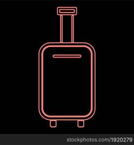 Neon luggage bag red color vector illustration flat style light image. Neon luggage bag red color vector illustration flat style image