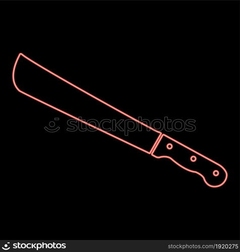 Neon machete or big knife red color vector illustration flat style light image. Neon machete or big knife red color vector illustration flat style image