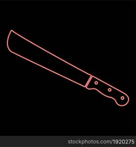 Neon machete or big knife red color vector illustration flat style light image. Neon machete or big knife red color vector illustration flat style image