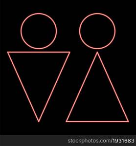 Neon man and woman red color vector illustration flat style light image. Neon man and woman red color vector illustration flat style image