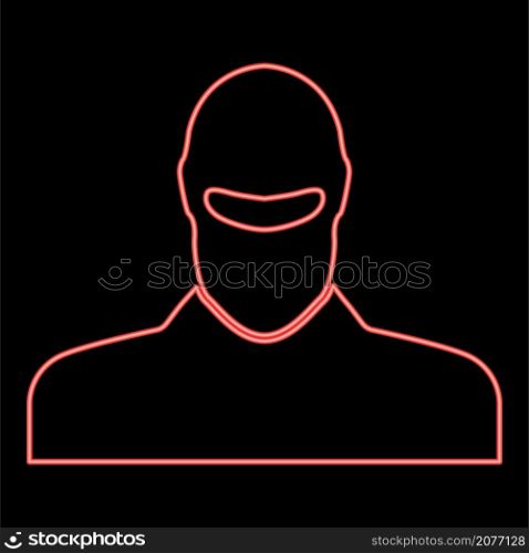 Neon man balaclava or pasamontanas red color vector illustration image flat style light. Neon man balaclava or pasamontanas red color vector illustration image flat style