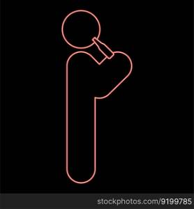 Neon man drinking alcohol from bottle of beer wine drunk people concept stick use beverage drunkard booze standing red color vector illustration image flat style light. Neon man drinking alcohol from bottle of beer wine drunk people concept stick use beverage drunkard booze standing red color vector illustration image flat style