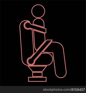 Neon man on car seat using car belt for safety human with safety belt stick car concept icon black color vector illustration flat style simple imagein circle round red color vector illustration image flat style light. Neon man on car seat using car belt for safety human with safety belt stick car concept icon black color illustration in circle round red color vector illustration image flat style