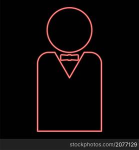 Neon man with bow tie red color vector illustration image flat style light. Neon man with bow tie red color vector illustration image flat style