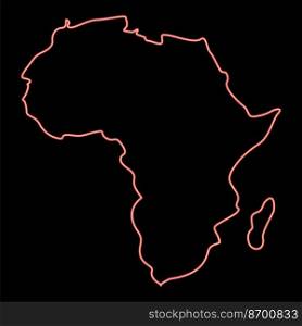 Neon map of africa red color vector illustration image flat style light. Neon map of africa red color vector illustration image flat style