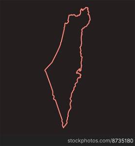 Neon map of israel red color vector illustration image flat style light. Neon map of israel red color vector illustration image flat style