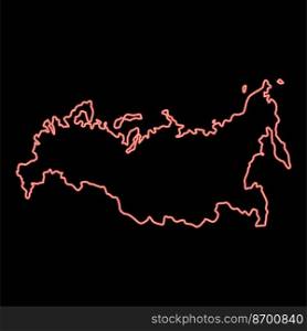Neon map of russian red color vector illustration image flat style light. Neon map of russian red color vector illustration image flat style