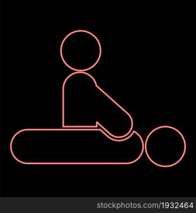 Neon massage therapist red color vector illustration flat style light image. Neon massage therapist red color vector illustration flat style image