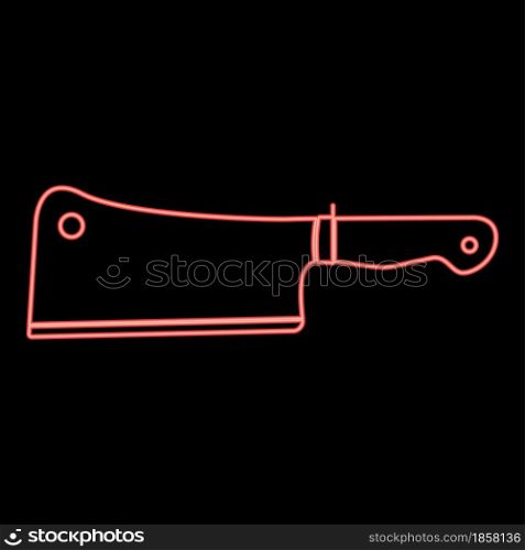 Neon meat knife red color vector illustration flat style light image. Neon meat knife red color vector illustration flat style image