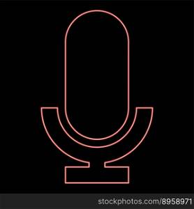 Neon microphone red color vector illustration image flat style light. Neon microphone red color vector illustration image flat style