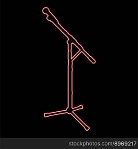 Neon microphone red color vector illustration image flat style light. Neon microphone red color vector illustration image flat style