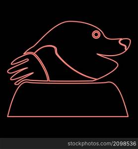 Neon mole for garden craftin red color vector illustration image flat style light. Neon mole for garden craftin red color vector illustration image flat style