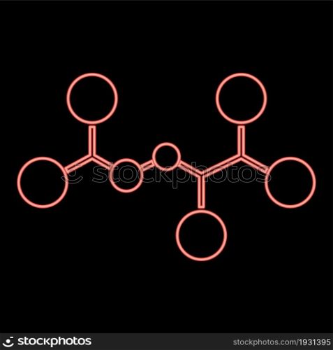 Neon molecule icon black color in circle outline vector illustration red color vector illustration flat style light image. Neon molecule icon black color in circle red color vector illustration flat style image